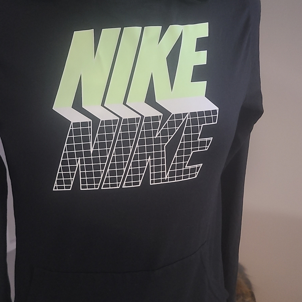 Nike Black Hoodie with Lime Green Graphic